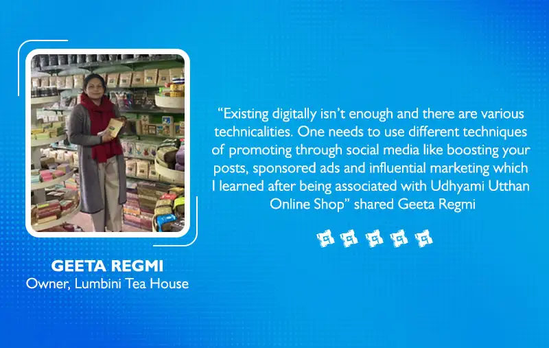 Ms. GEETA REGMI  Owner, Lumbini Tea House